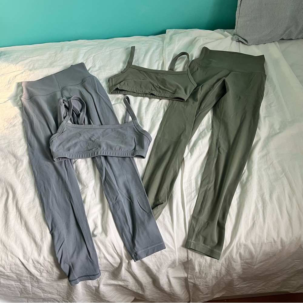 Two-Piece Activewear Set in Gray and Green